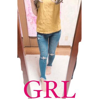 グレイル(GRL)の4686.GRL フリンジ ダメージデニム ストレッチ XSサイズ(スキニーパンツ)