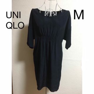 ユニクロ(UNIQLO)のユニクロ　サテンタックチュニック　ミニワンピースM紺(マタニティワンピース)