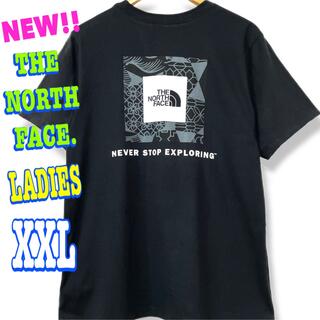 ザノースフェイス(THE NORTH FACE)の可愛いです ♪ 新品 ノースフェイス BOX Tシャツ 黒  レディース XXL(Tシャツ(半袖/袖なし))