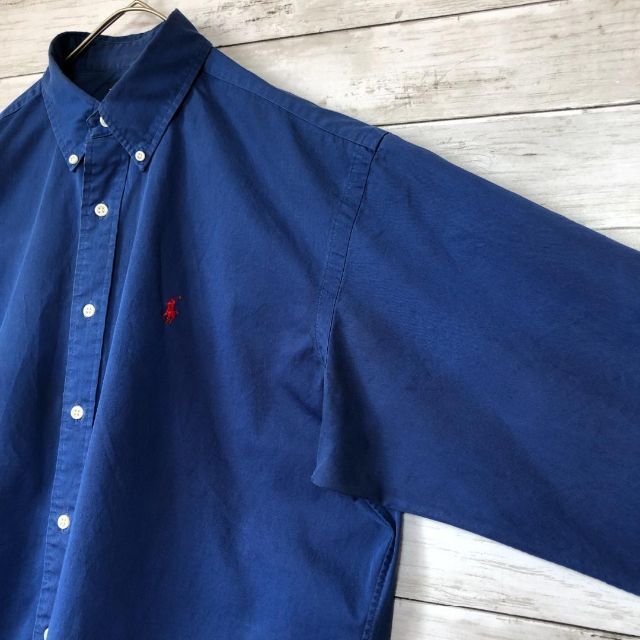 Ralph Lauren(ラルフローレン)のj74 US古着 ラルフローレン BD長袖シャツ BLAKE 刺繍ロゴ 無地 メンズのトップス(シャツ)の商品写真