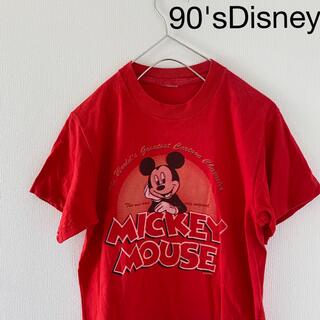 ディズニー(Disney)の90'sDisneyディズニーMickeyミッキー半袖tシャツメンズ赤レッドmM(Tシャツ/カットソー(半袖/袖なし))