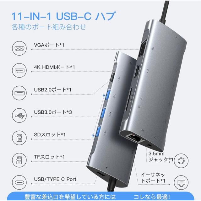 11-IN-1 Type C ハブ マルチディスプレー ドッキングス 1