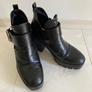 ザラ(ZARA)のZARA ブーツ 黒 レザー 38サイズ 24cm(ブーツ)