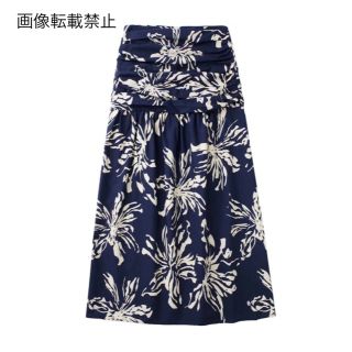 🛍5月新作👡8027◆navy ネイビー レトロ 柄 ロングスカート(ロングスカート)