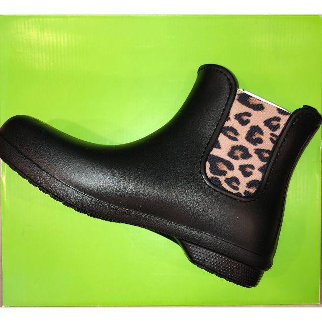 crocs(クロックス)のクロックス　レインブーツ　黒×レオパードレオパード柄　27ｃｍ メンズの靴/シューズ(長靴/レインシューズ)の商品写真
