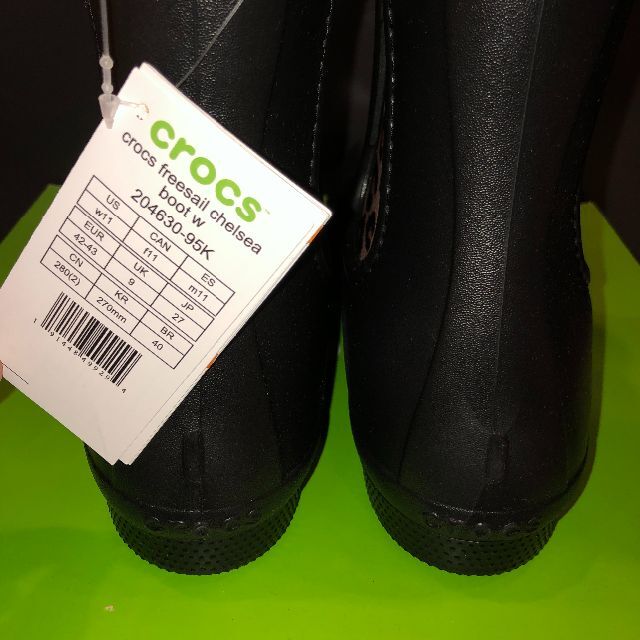 crocs(クロックス)のクロックス　レインブーツ　黒×レオパードレオパード柄　27ｃｍ メンズの靴/シューズ(長靴/レインシューズ)の商品写真