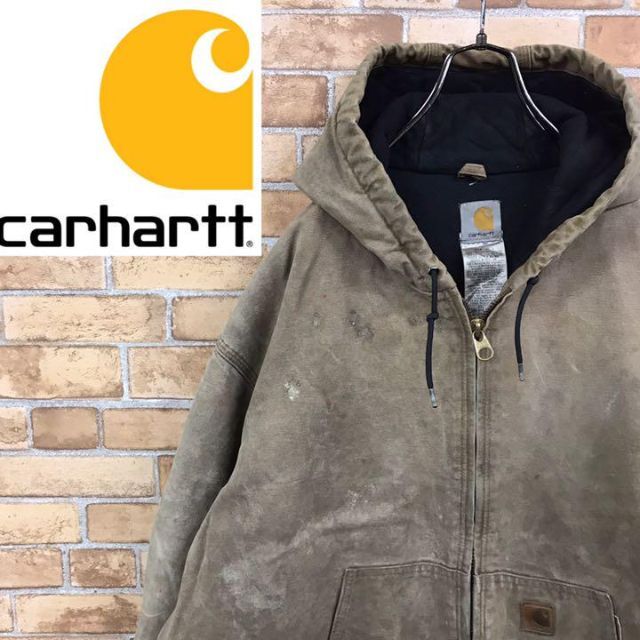 【カーハート】Carhartt アクティブパーカー　ダック地　革ロゴ　メキシコ製