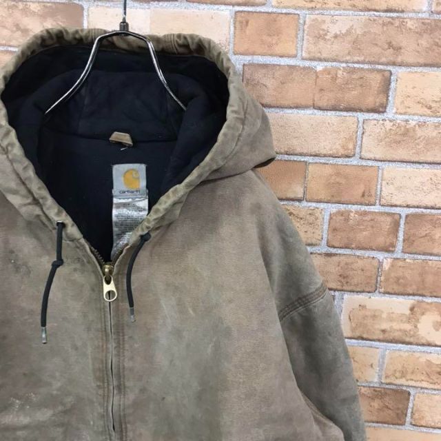 【カーハート】Carhartt アクティブパーカー　ダック地　革ロゴ　メキシコ製 3