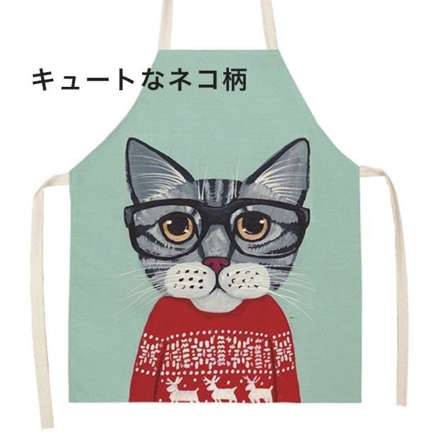 エプロン ねこデザイン シンプル　猫　ネコ インテリア/住まい/日用品のキッチン/食器(その他)の商品写真