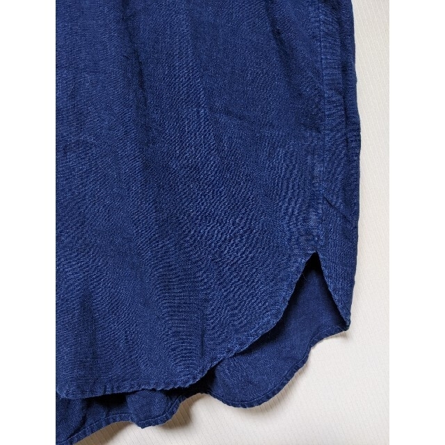 nest Robe(ネストローブ)のnest Robe　リネン半袖ロングワンピース　藍色　ゆったりサイズ レディースのワンピース(ロングワンピース/マキシワンピース)の商品写真