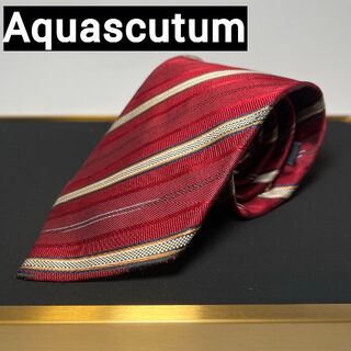 アクアスキュータム(AQUA SCUTUM)のアクアスキュータム Aquascutum ネクタイ ワインレッド ストライプ(ネクタイ)