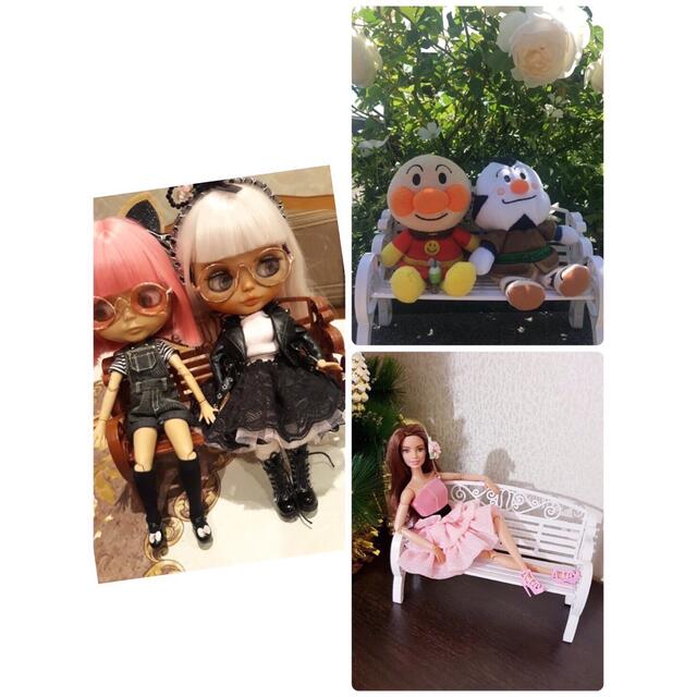 ガーデンベンチイス人形ハウスドール椅子1/6ドールサイズ家具⭐️白ミニチュア小物 ハンドメイドのおもちゃ(ミニチュア)の商品写真