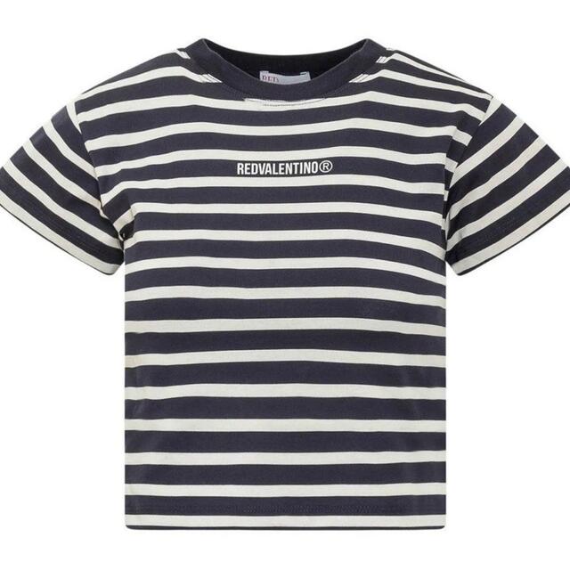 RED VALENTINO  ボーダーロゴクロップドTシャツ