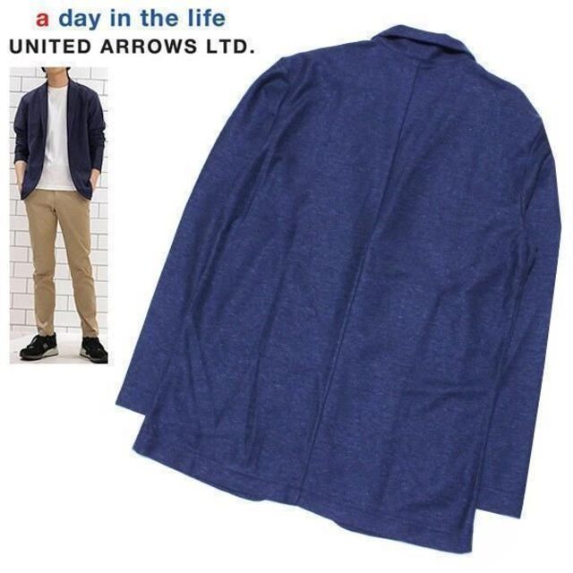 UNITED ARROWS(ユナイテッドアローズ)の新品 L 春夏物 アローズ サーフニット風 リネン混 テーラードジャケット 紺 メンズのジャケット/アウター(テーラードジャケット)の商品写真