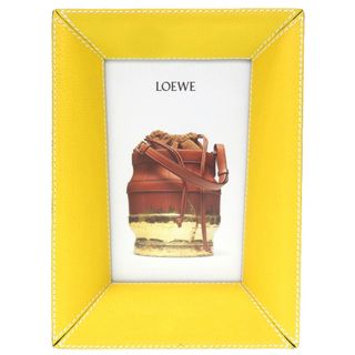 ロエベ(LOEWE)のロエベ フォトフレーム 写真立て ウッド レザー イエロー ガラスフレーム 0048 【中古】 LOEWE(フォトフレーム)