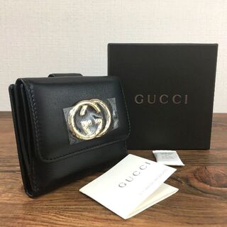 Gucci - 極美品 GUCCI Wホック財布 162760 ブラック 132