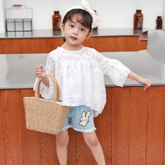 キッズ トップス ブラウス スリーブシフォンシャツ 90cm ベイブビレッジ キッズ/ベビー/マタニティのキッズ服女の子用(90cm~)(ブラウス)の商品写真