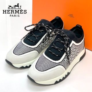 Hermes - 4290 エルメス アディクト レザー スウェード ニット