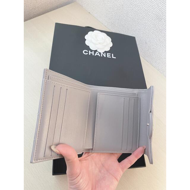 CHANEL フラップウォレット グレー