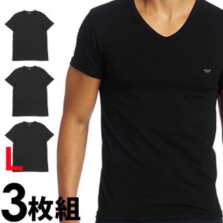 エンポリオアルマーニ(Emporio Armani)のエンポリオアルマーニ＊VネックTシャツ＊黒（Ｌ）(Tシャツ/カットソー(半袖/袖なし))