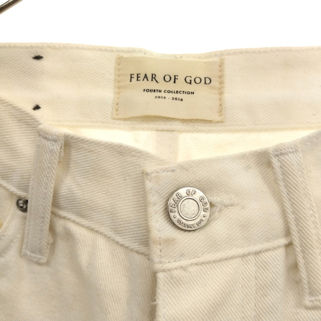 FEAR OF GOD(フィアオブゴッド)のFEAR OF GOD フィアオブゴッド Fourth Collection Selvedge Denim Vintage Jean フォースコレクションセルビッジクラッシュ加工デニムパンツ ジーンズ ホワイト メンズのパンツ(デニム/ジーンズ)の商品写真