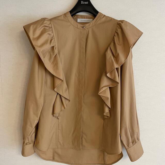【新品】  NOWOS / ノーウォス | silk blouse ノーカラー シルク ブラウス シャツ | F | BLACK | レディース
