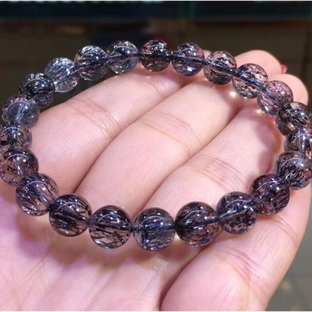 高級】フラワー パープルルチル スーパーセブン ブレスレット8.3mm-