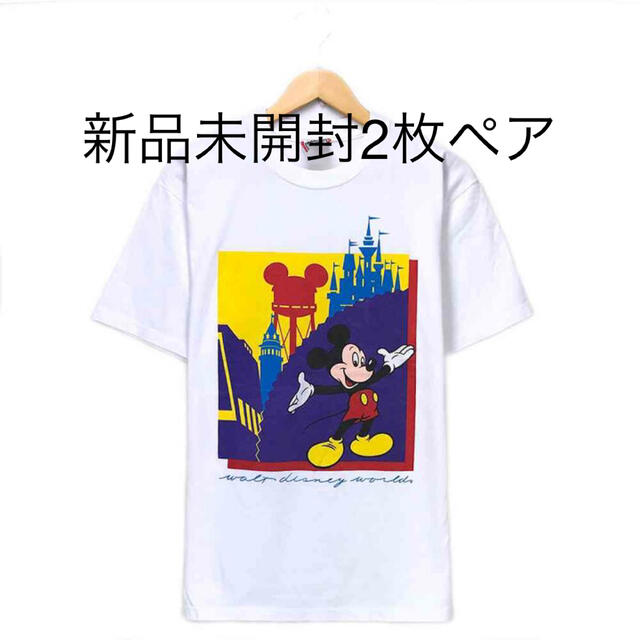 ペア　ミッキー Ｔシャツ L ホワイト Mickey Disney ヴィンテージ