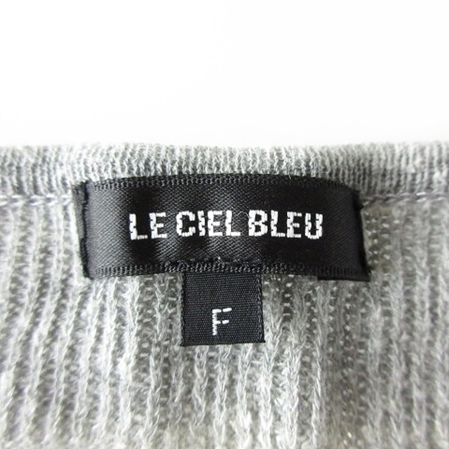 LE CIEL BLEU(ルシェルブルー)のルシェルブルー ニット ワンピース ひざ丈 半袖 麻混 ボーダー F グレー レディースのワンピース(ひざ丈ワンピース)の商品写真