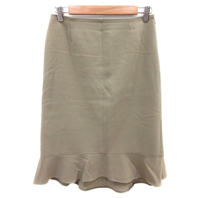 ROPE’(ロペ)のロペ ROPE タイトスカート ひざ丈 フリル 38 カーキ 緑 グリーン レディースのスカート(ひざ丈スカート)の商品写真