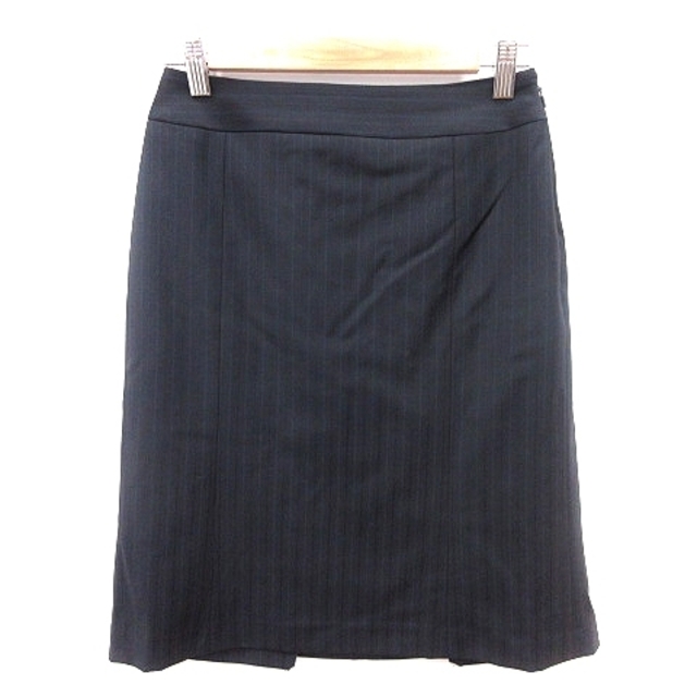 ICB(アイシービー)のアイシービー iCB タイトスカート ひざ丈 ストライプ ウール ７ 黒 レディースのスカート(ひざ丈スカート)の商品写真
