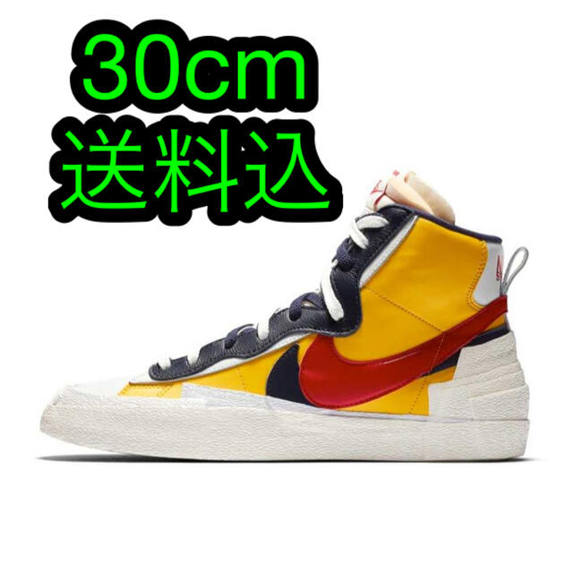 スニーカーsacai × NIKE BLAZER MID YELLOW NAVY 30cm