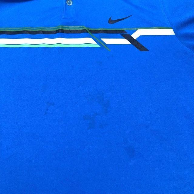 NIKE - ナイキ ゴルフ ポロシャツ M ストライプ ブルー NIKE GOLF 定番 