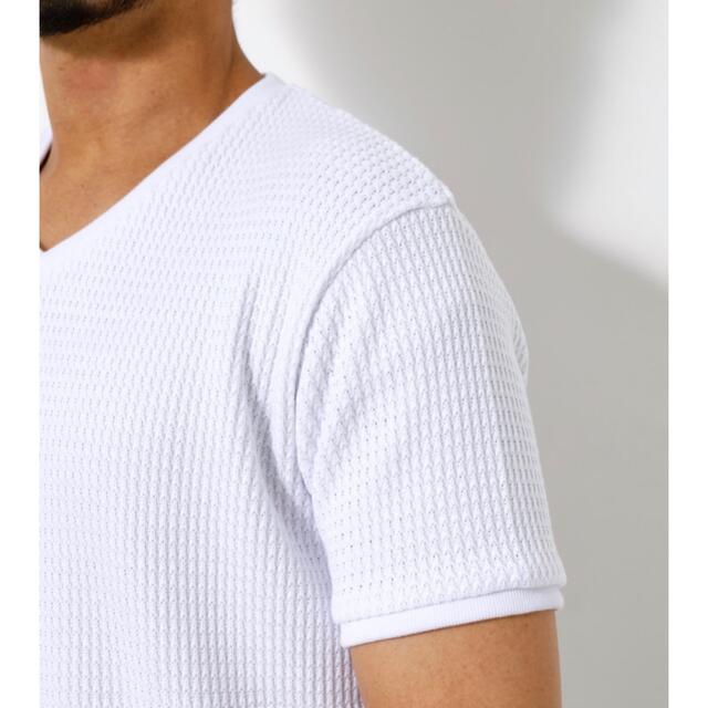 AZUL by moussy(アズールバイマウジー)のワッフルVネックTシャツ メンズのトップス(Tシャツ/カットソー(半袖/袖なし))の商品写真