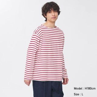 ジーユー(GU)の★ GU タグ付未使用 ★ ボーダービッグT / 赤 M / ユニセックス(Tシャツ/カットソー(七分/長袖))