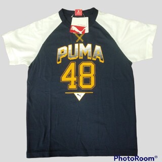 プーマ(PUMA)のpuma 半袖Tシャツ ネイビー×ホワイト 140cm(Tシャツ/カットソー)