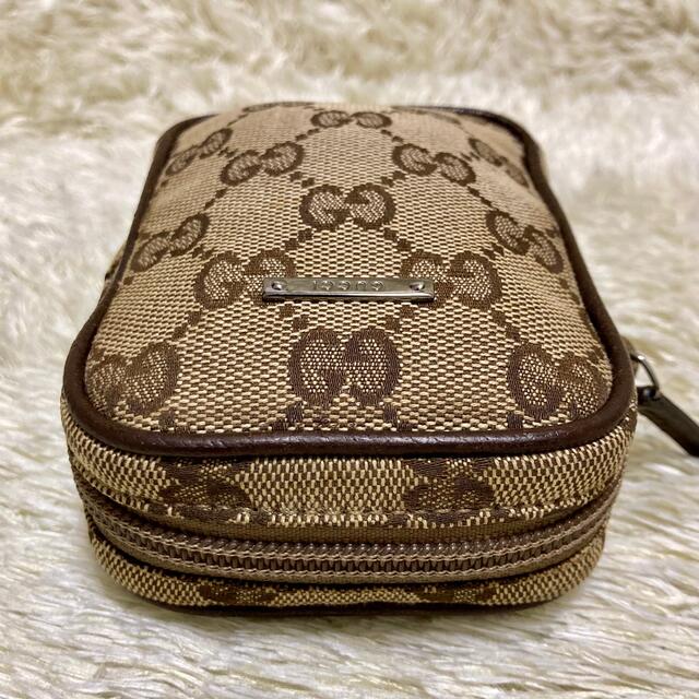 Gucci(グッチ)の美品✨グッチ シガレットケース 化粧ポーチ GGキャンバス レザー ブラウン レディースのファッション小物(ポーチ)の商品写真