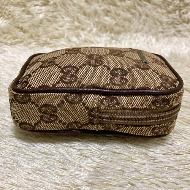 Gucci(グッチ)の美品✨グッチ シガレットケース 化粧ポーチ GGキャンバス レザー ブラウン レディースのファッション小物(ポーチ)の商品写真