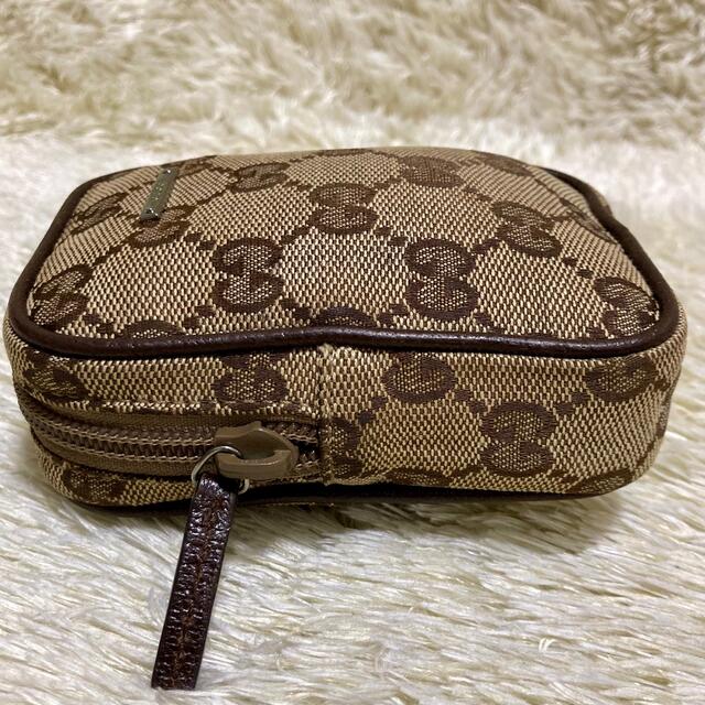 Gucci(グッチ)の美品✨グッチ シガレットケース 化粧ポーチ GGキャンバス レザー ブラウン レディースのファッション小物(ポーチ)の商品写真