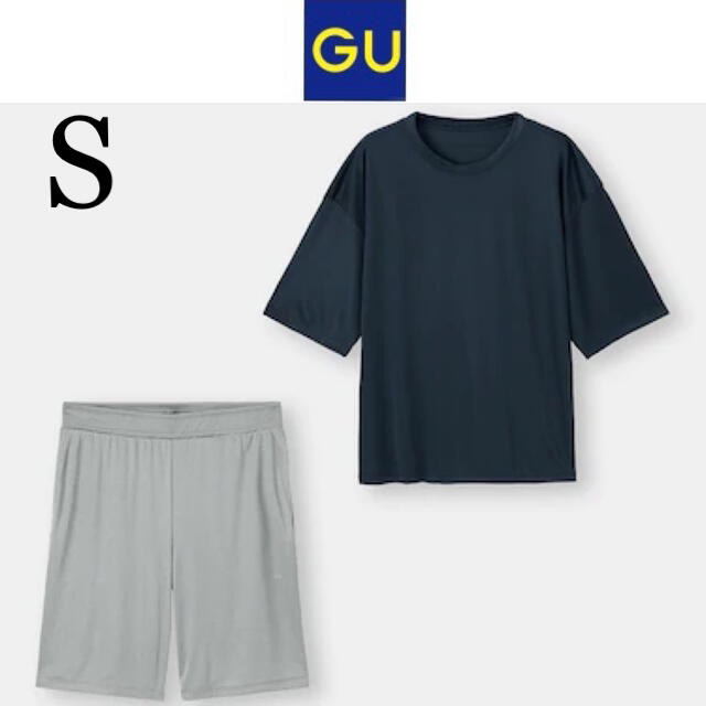 GU(ジーユー)の新品タグ付き☆GUコールドフィールラウンジセットSパジャマジーユーユニクロ メンズのトップス(Tシャツ/カットソー(半袖/袖なし))の商品写真