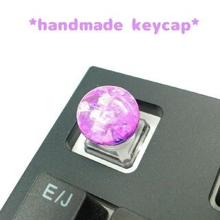 自作キーキャップ ぷっくりスイッチ キラキラパープル キートップ keycap(PC周辺機器)