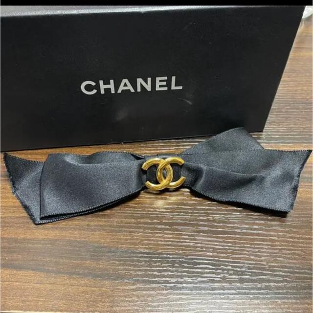 Authenticated Used Chanel Suede Brown Valletta Hair Clip Ribbon