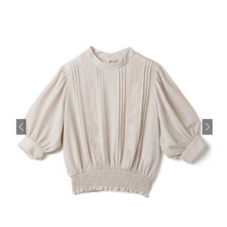 グレイル(GRL)の新品未使用☆スタンドカラー　レースシャーリング　シフォンブラウス(Tシャツ(半袖/袖なし))