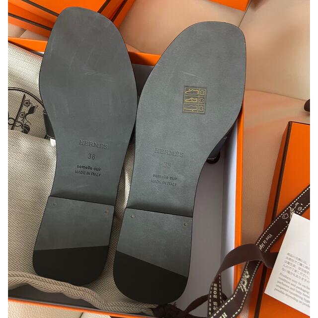 新品未使用 エルメス HERMES オラン サンダル ブラック 38 レディース