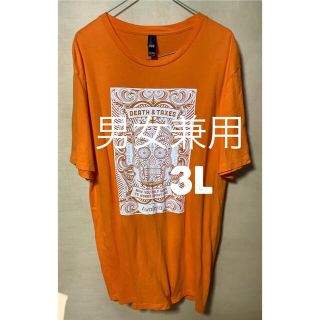 ディストリクト(District)の大きいサイズ男女兼用　DISTrict®︎のだいだい色のプリント柄Tシャツ(Tシャツ/カットソー(半袖/袖なし))