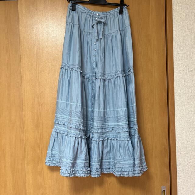 ピンクハウス ドーリーレース綿ローンスカート 水色 ブルー 直営店に