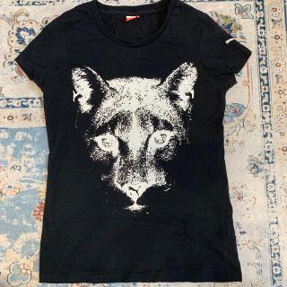 プーマ(PUMA)のPUMA Tシャツ　レディース  L 黒　プリント(Tシャツ(半袖/袖なし))