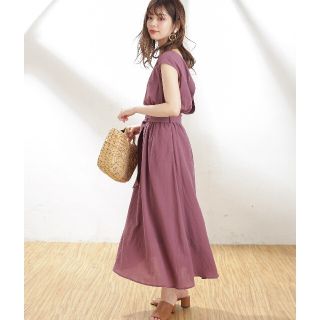 ナチュラルクチュール(natural couture)のナチュラルクチュール　べっ甲Dかん太ベルト涼しげワンピース　ロングワンピース(ロングワンピース/マキシワンピース)