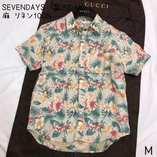 セブンデイズサンデイ(SEVENDAYS=SUNDAY)のSEVENDAYS SUNDAY アロハシャツ 麻 リネン ハイビスカス M(シャツ/ブラウス(半袖/袖なし))