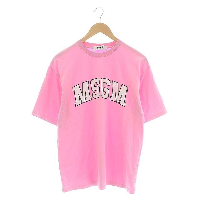 MSGM(エムエスジイエム)のエムエスジーエム クルーネックプリントTシャツ カットソー 半袖 ロゴ ピンク メンズのトップス(Tシャツ/カットソー(半袖/袖なし))の商品写真